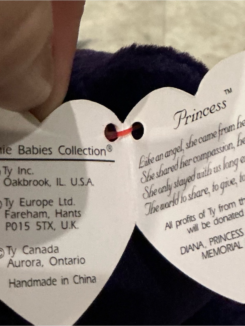 Ty Purple Plush Beanie Baby Princess Bear with White Rose - Picture 3 of 6